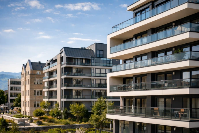 Edificio moderno in Svizzera gestito da Arcfin Sagl con servizi immobiliari e manutenzione